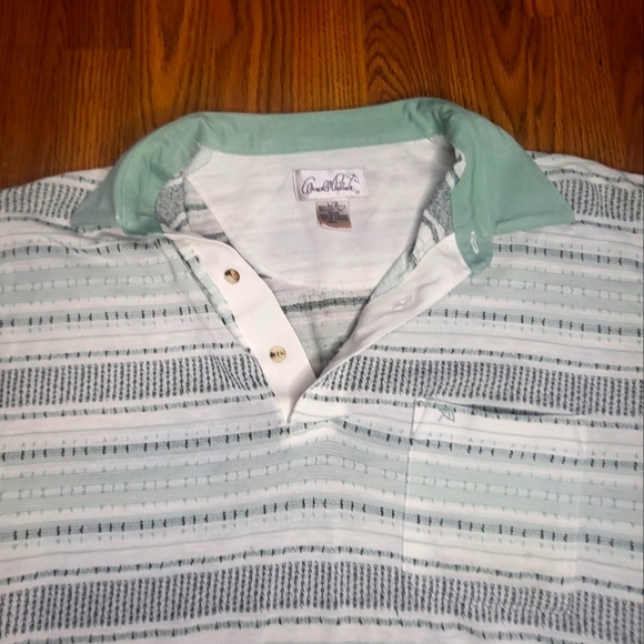 Arnold Palmer Moss Green Golf VTG Striped Polo T-shirt Large B31 - Picture 2 of 4
